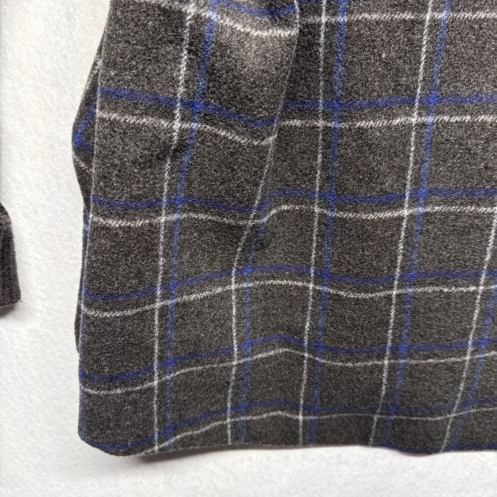 Anthropologie Idra Plaid Wool Blend Coat Cable Knit Sleeves Grey Blue Size 10 - Picture 6 of 16